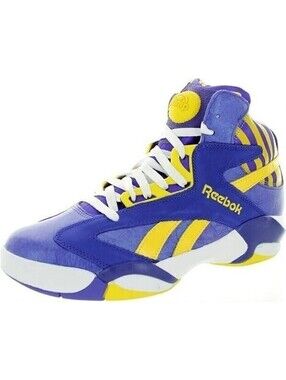 Reebok Pump Shaq Attack LSU Basketball Shoes Mens 8 Purple Yellow Vikings Lakers